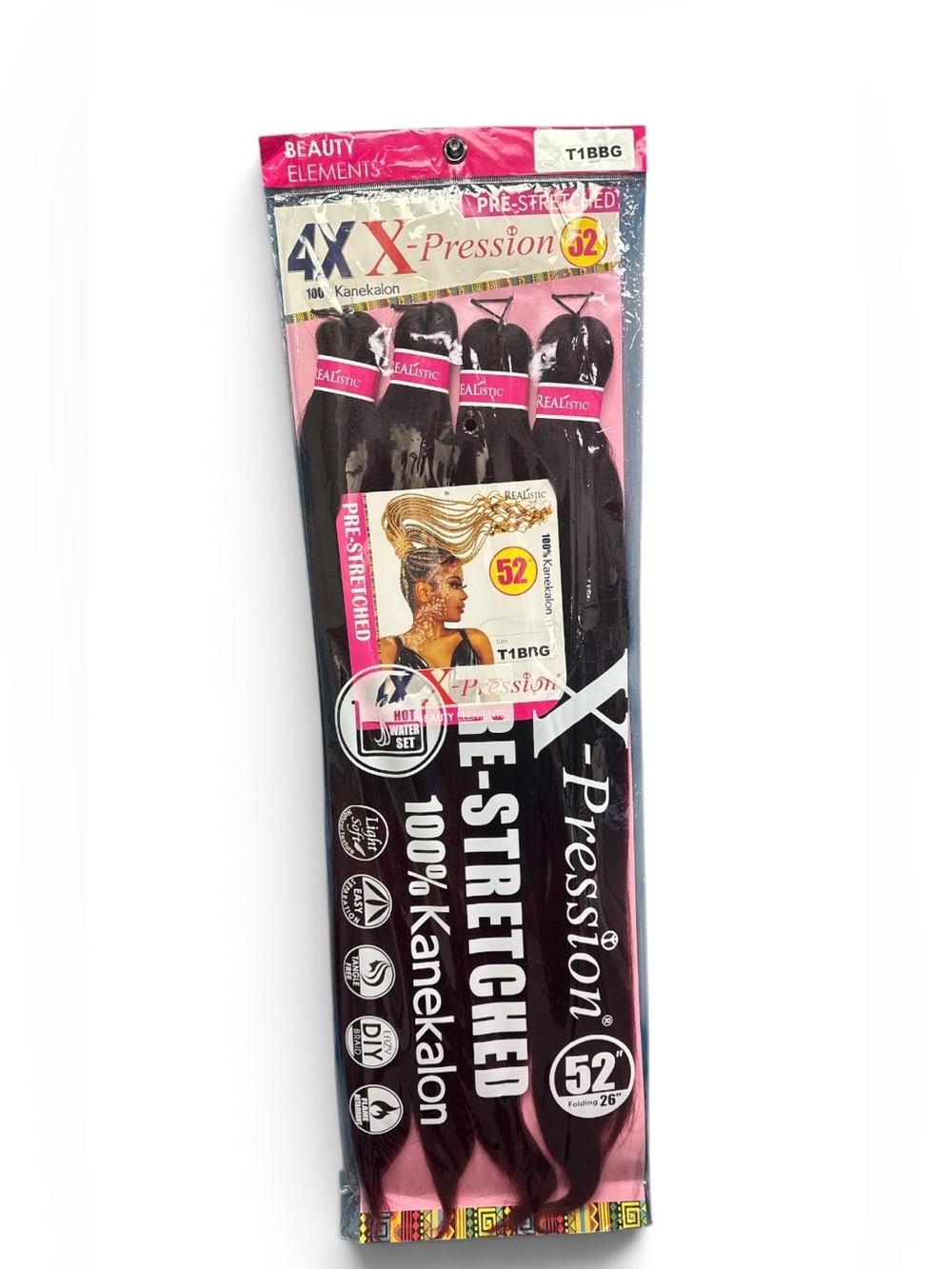 Pre-Stretched 52" Braiding Hair - Black (T1B)